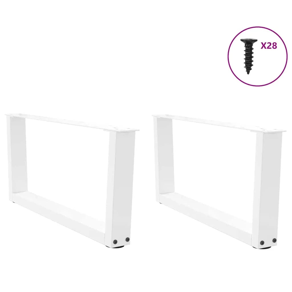Set di 2 gambe per tavolino a V 70 x 30-31 cm con piedini regolabili design contemporaneo acciaio bianco 02_0056905