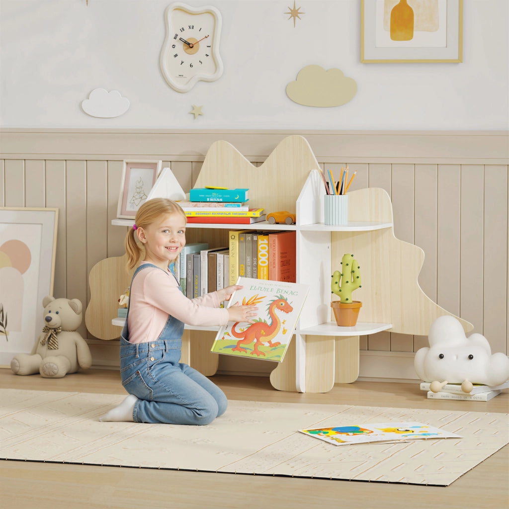 Libreria per bambini con 6 scomparti ¨C zephmum ¨C legno naturale 120x28x72cm