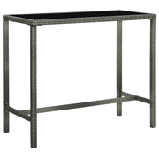 Tavolo da Bar per Esterni Grigio 130x60x110cm Polyrattan Vetro cod mxl 34336