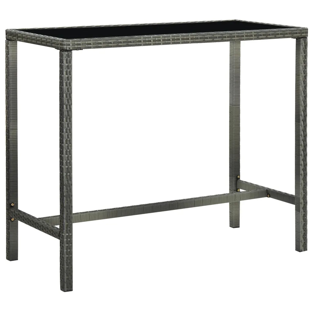 Tavolo da Bar per Esterni Grigio 130x60x110cm Polyrattan Vetro cod mxl 34336