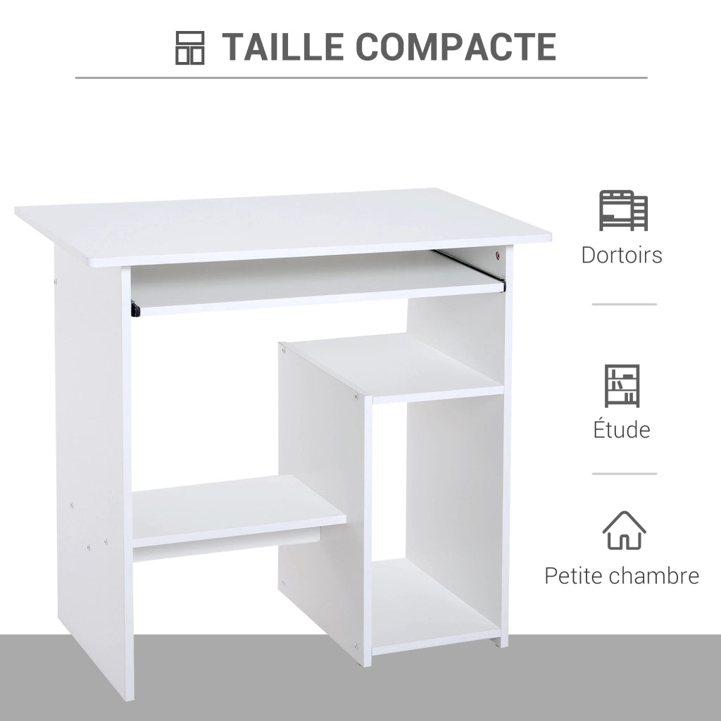 Scrivania per computer con ripiani e supporto monitor ¨C Xylo ¨C Bianco 80x45x75 cm