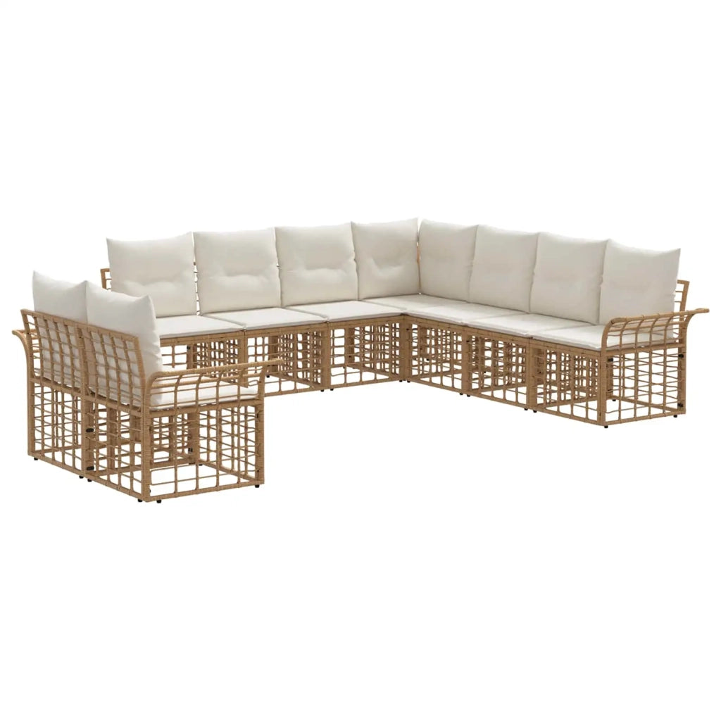 Set di divani da esterno 9 pcs Naturale e Bianco Crema 3437716
