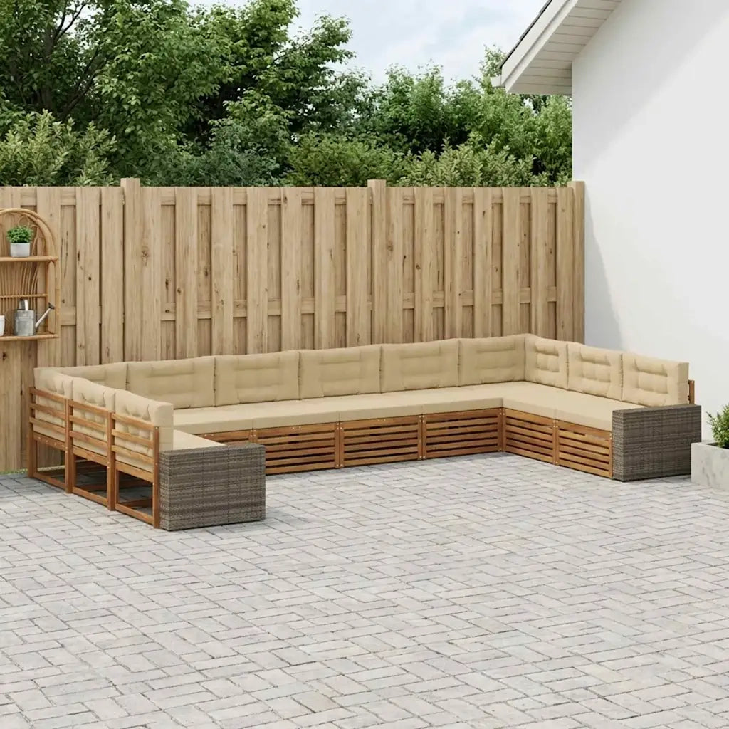 Set divani con cuscino 10 pcs Legno di Acacia Massello