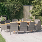 Set da Pranzo per Giardino 11 pz con Cuscini Grigio cod mxl 57591