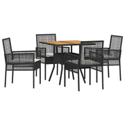Set da Pranzo per Giardino 5 pz | Set Salotto da Giardino Nero polyrattan