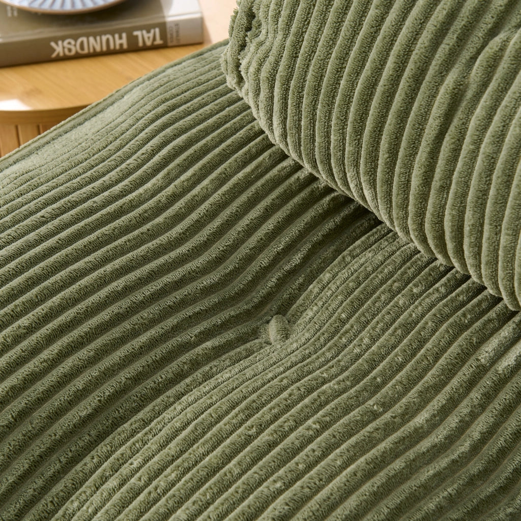 Pouf, divano letto pieghevole, velluto a coste, schienale regolabile, pronto all'uso, verde