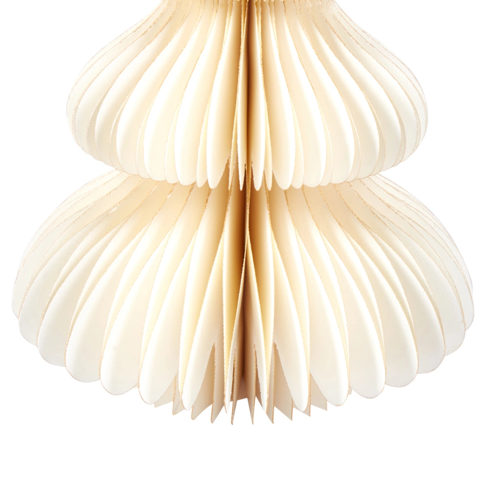 Set di 3 statuette a forma di Alberi di Natale in carta a nido d'ape beige decorazioni natalizie