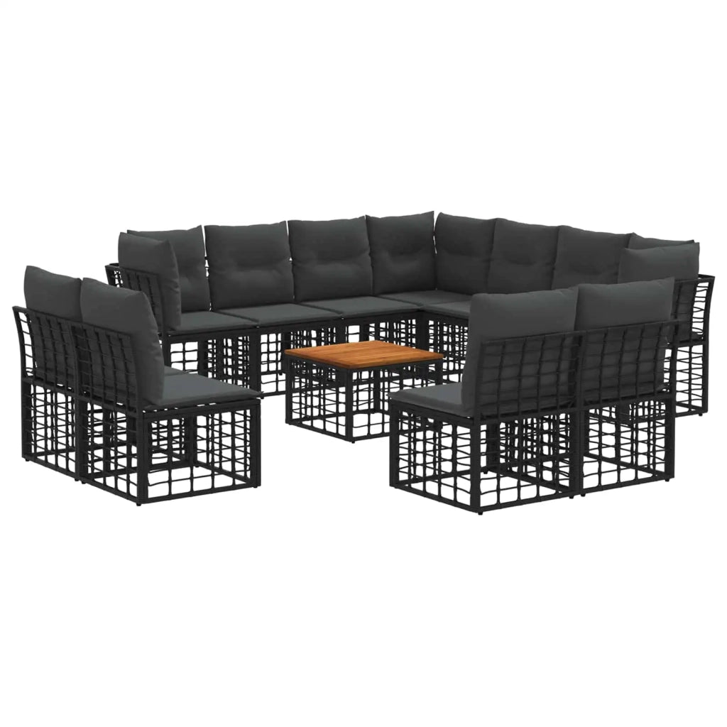 Set di divani da esterno 12 pcs Nero e Grigio scuro Poliestere 3437497
