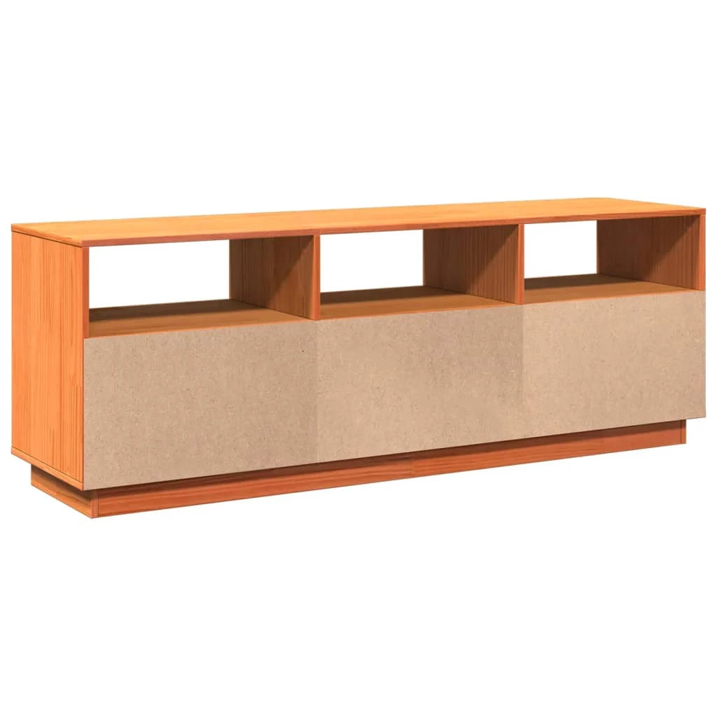 Mobile TV multimediale mensola TV mobile TV sala da pranzo soggiorno camera da letto finitura a cera 140 x 37 x 50 cm legno massello di pino marrone 02_0027561