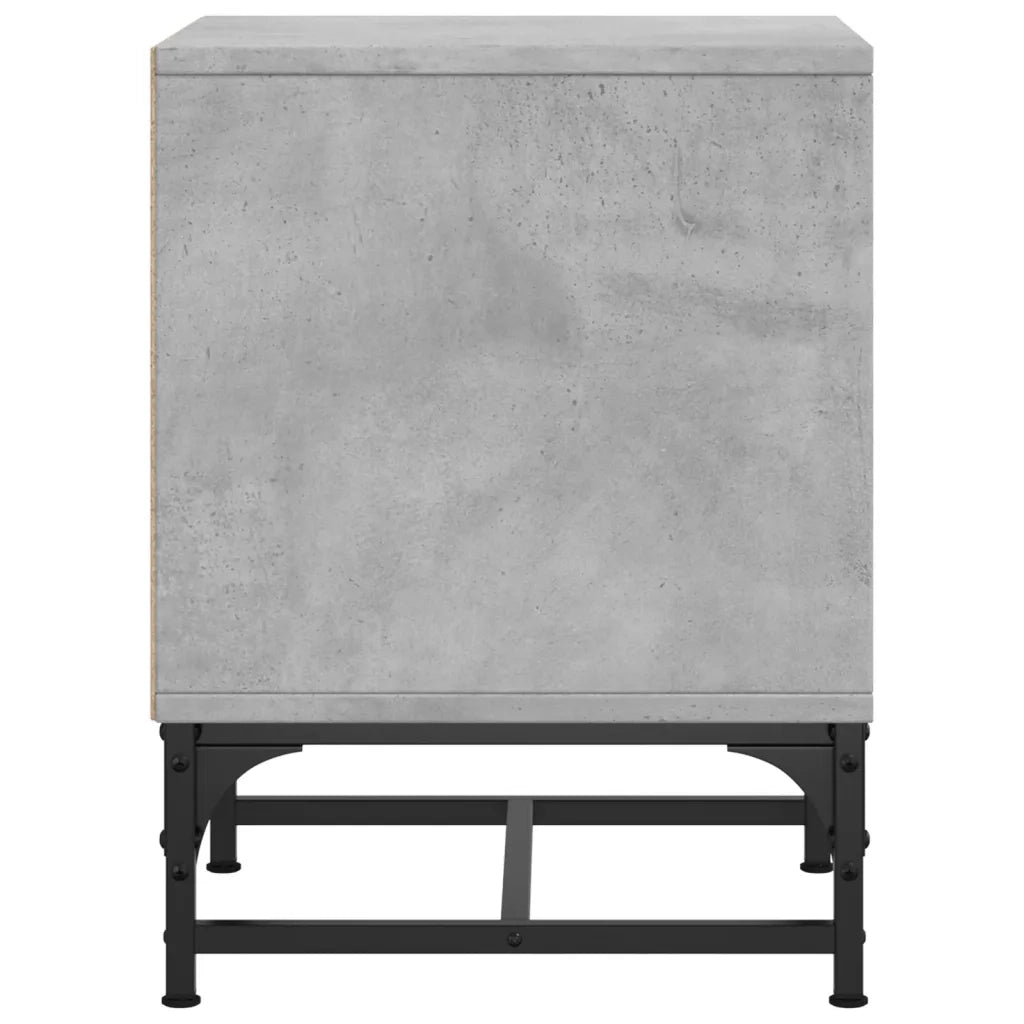 Set di 2 Comodini | Armadio da Notte | Mobiletto da notte con Ante in Vetro Grigio Cemento 35x37x50 cm