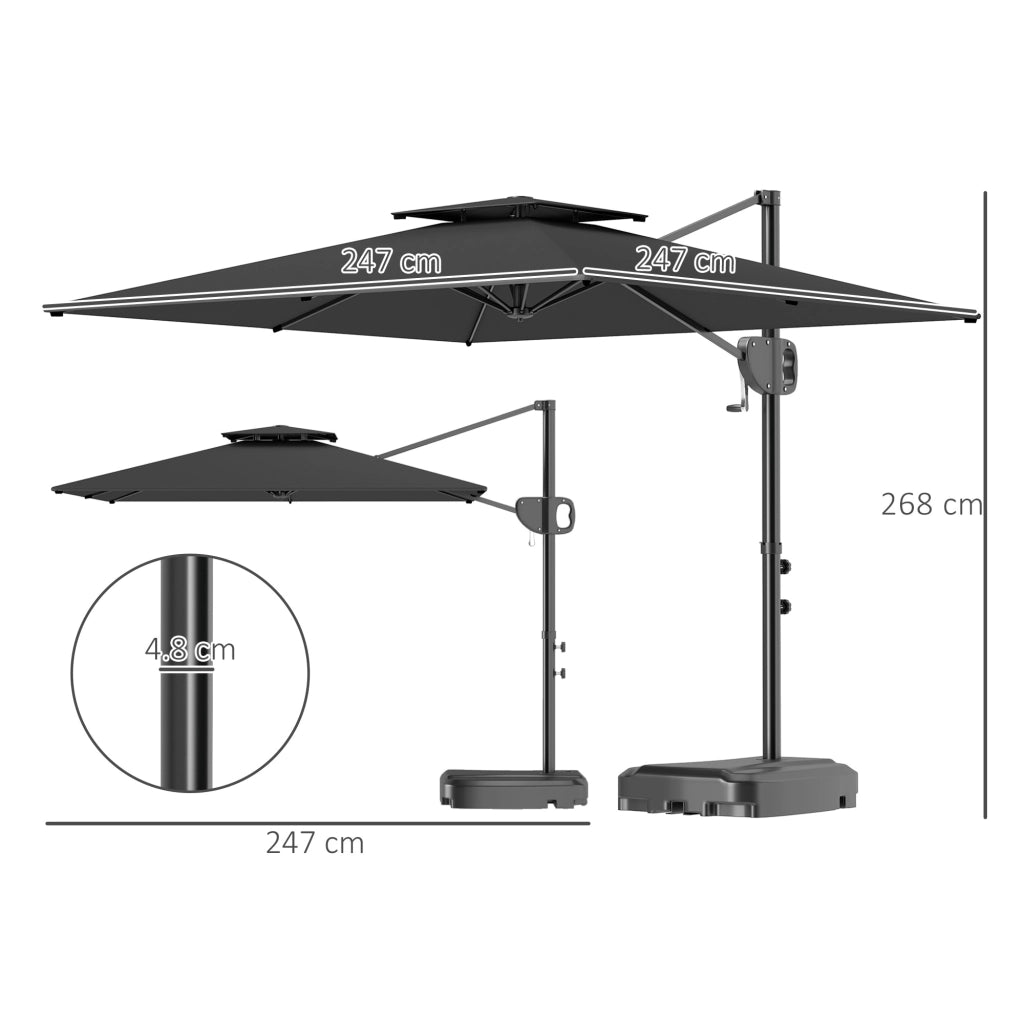 Ombrellone da Giardino ¨C zephmum ¨C Grigio Scuro 250x250 cm