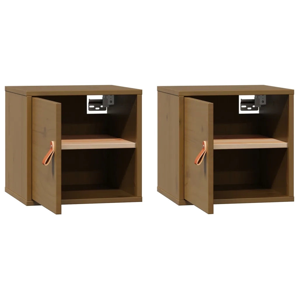 Pensili 2pz Marrone Miele31,5x30x30cm in Legno Massello di Pino cod mxl 32745