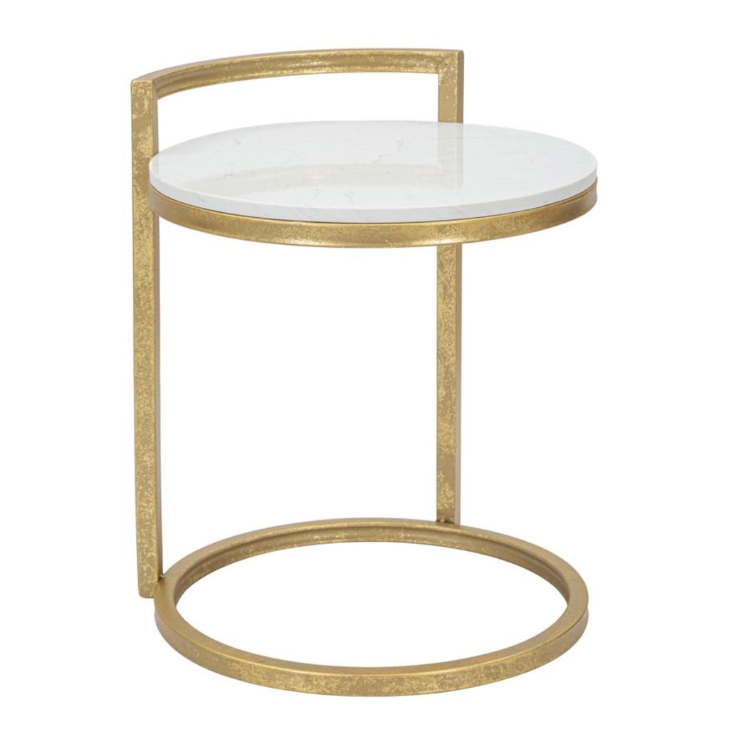 Tavolino VKH531, Bianco, Marmo, 40,5x40,5x50,5 cm