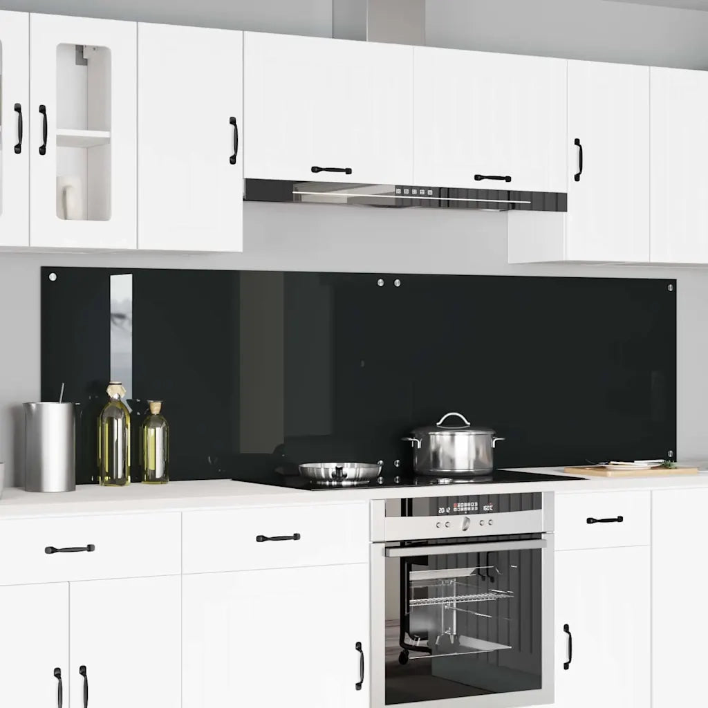 Rivestimento da Cucina 2 pcs Nero 110 x 60 cm vetro temperato 3415496