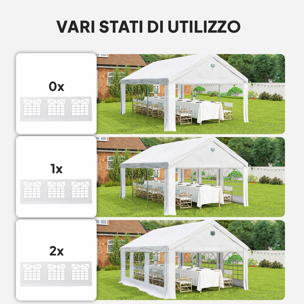 Tendone da Giardino 4x6 m ¨C zephmum ¨C Bianco, Acciaio, PE, 4 Pareti Laterali