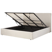 Letto con contenitore in tessuto beige 180 x 200 cm Testata imbottita
