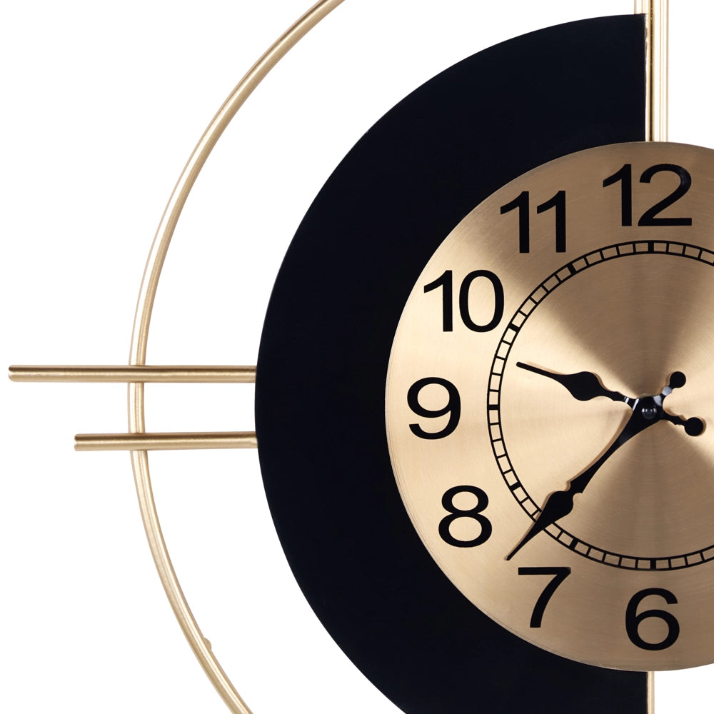 Orologio da parete in ferro oro e nero 59 x 67 cm forma rototnda camera da letto soggiorno