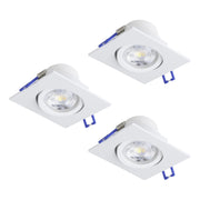 Set 3 Faretti Incasso Quadrati Saliceto Alluminio Bianco Led 4,8W 3X450Lm