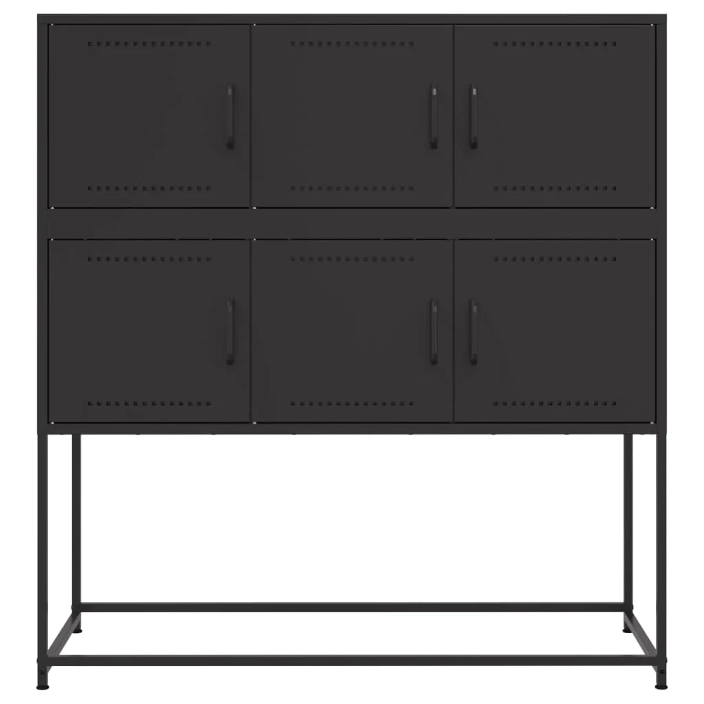 Buffet credenza cassettiera armadio mobile contenitore organizer per cucina soggiorno salotto 100,5 x 39 x 107 cm acciaio nero 02_0035779