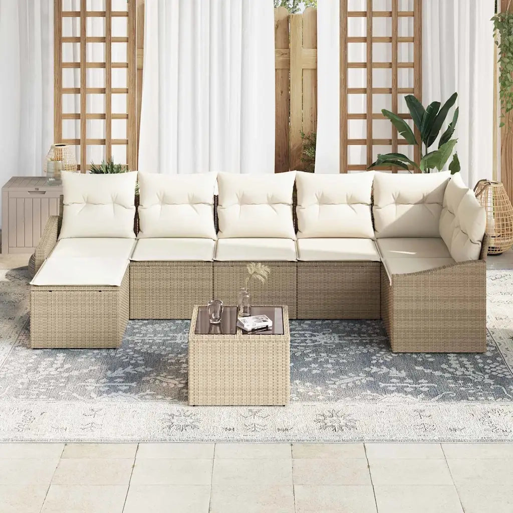 Set di divani con cuscino 8 pcs Beige polyrattan 3346821