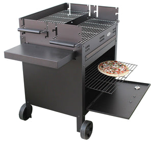 Barbecue a Legna e Carbone 120x60x92 cm con Forno per Pizza in Acciaio Etna Nero
