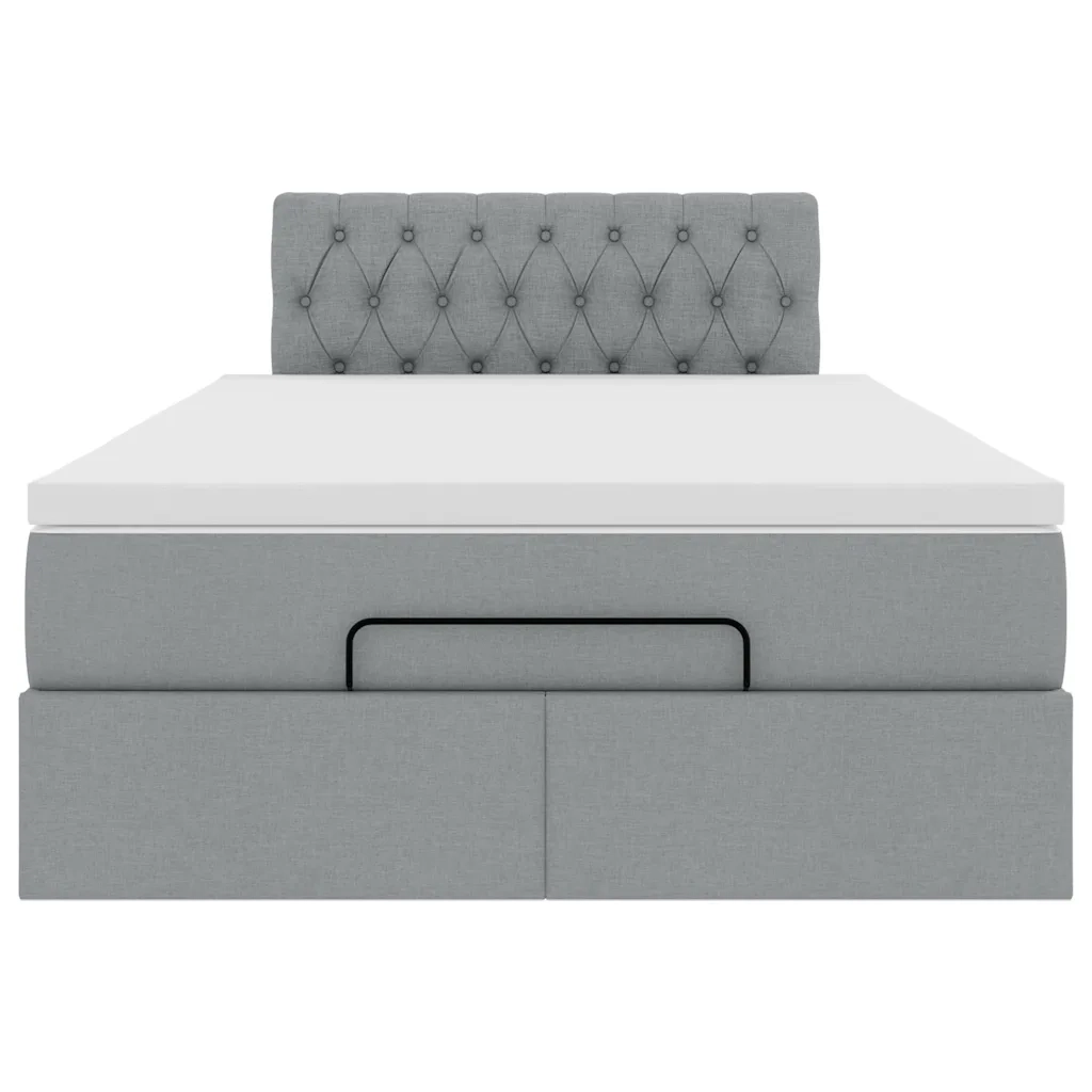 Pouf Letto con Materasso Grigio Chiaro 120x190 cm in Tessuto 3311525