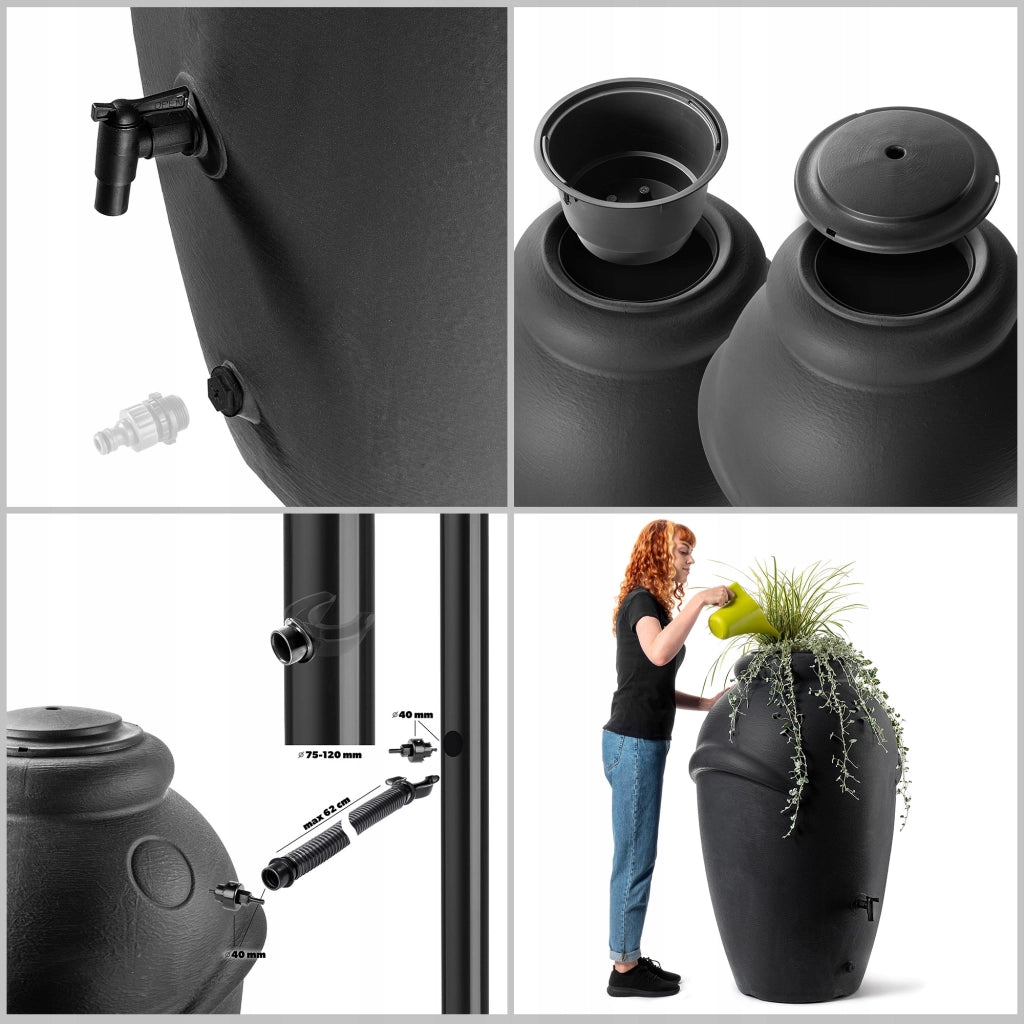 Serbatoio per acqua piovana KADAX da 360 litri, contenitore per acqua con rubinetto e grande recipiente.