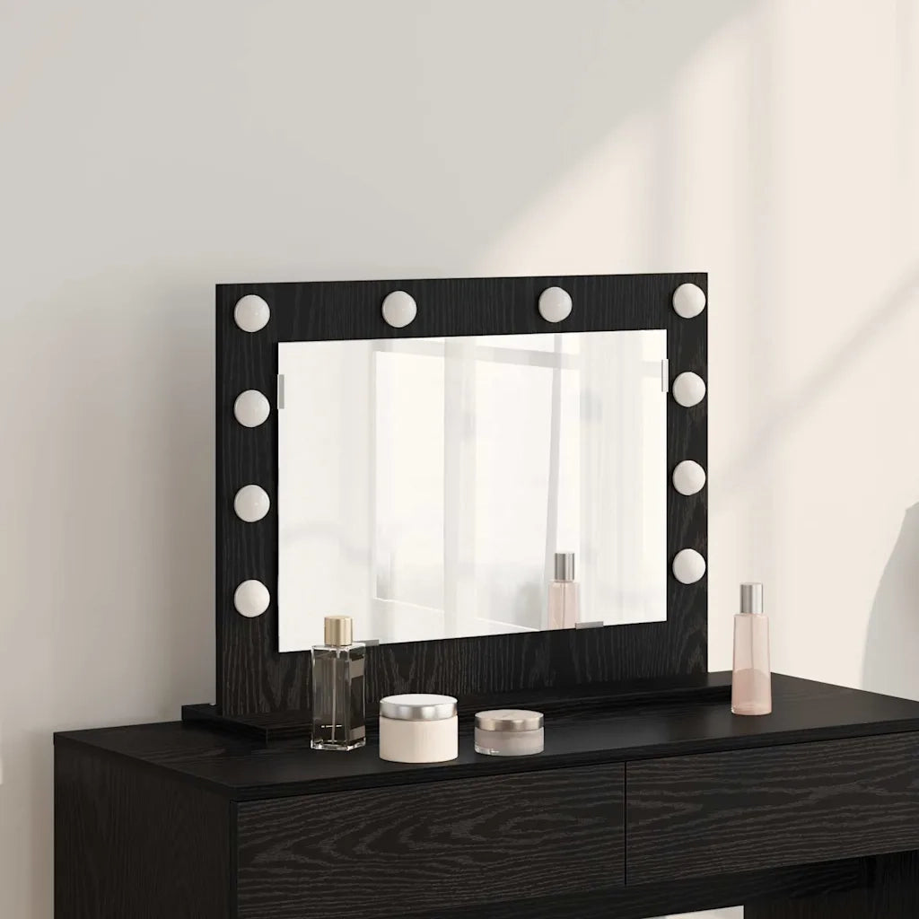 Specchio da Vanità Rettangolare Rovere Nero 60 x 45 x 18 cm 868310