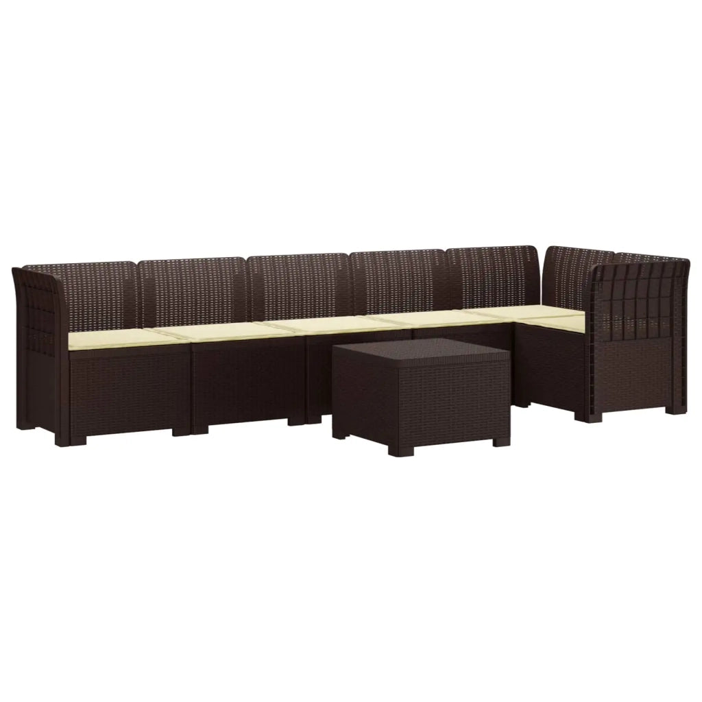 Divano da Giardino 6 Posti con Cuscini Aspetto Rattan PP 3444110