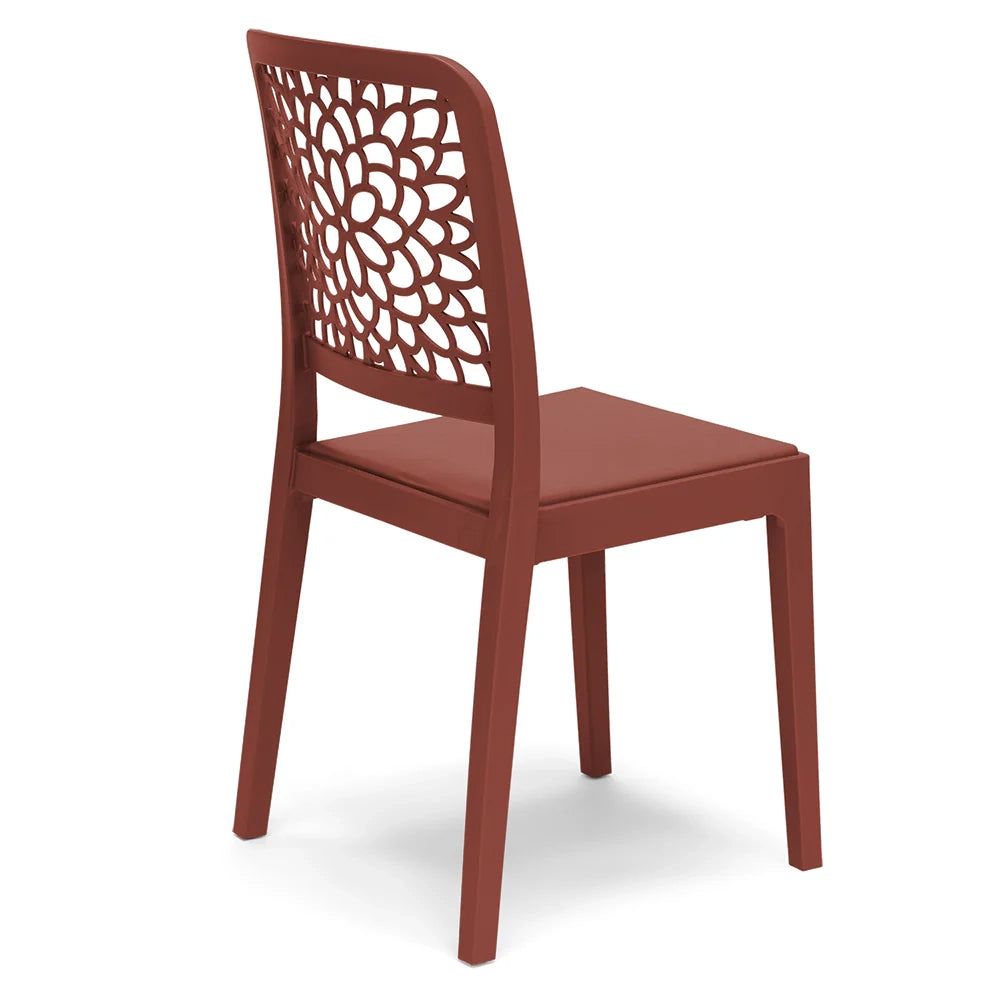 Sedia in polipropilene TICHE, impilabile, resistente ai raggi UV, design moderno, ideale per sala da pranzo, cucina, sala d’attesa, bar, ristoranti o giardino, colore Mattone