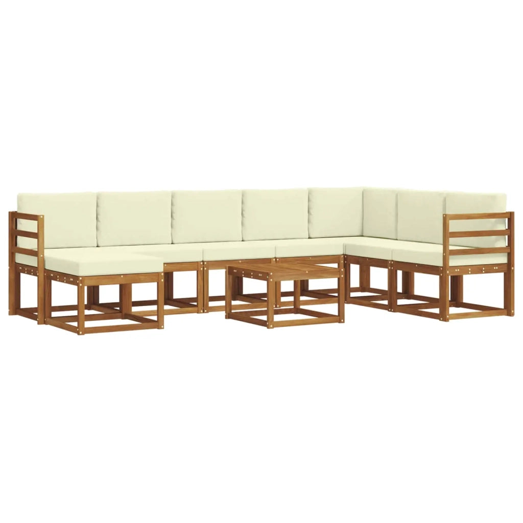 Set di divani da esterno con cuscino 9 pcs Naturale e Crema 3366833