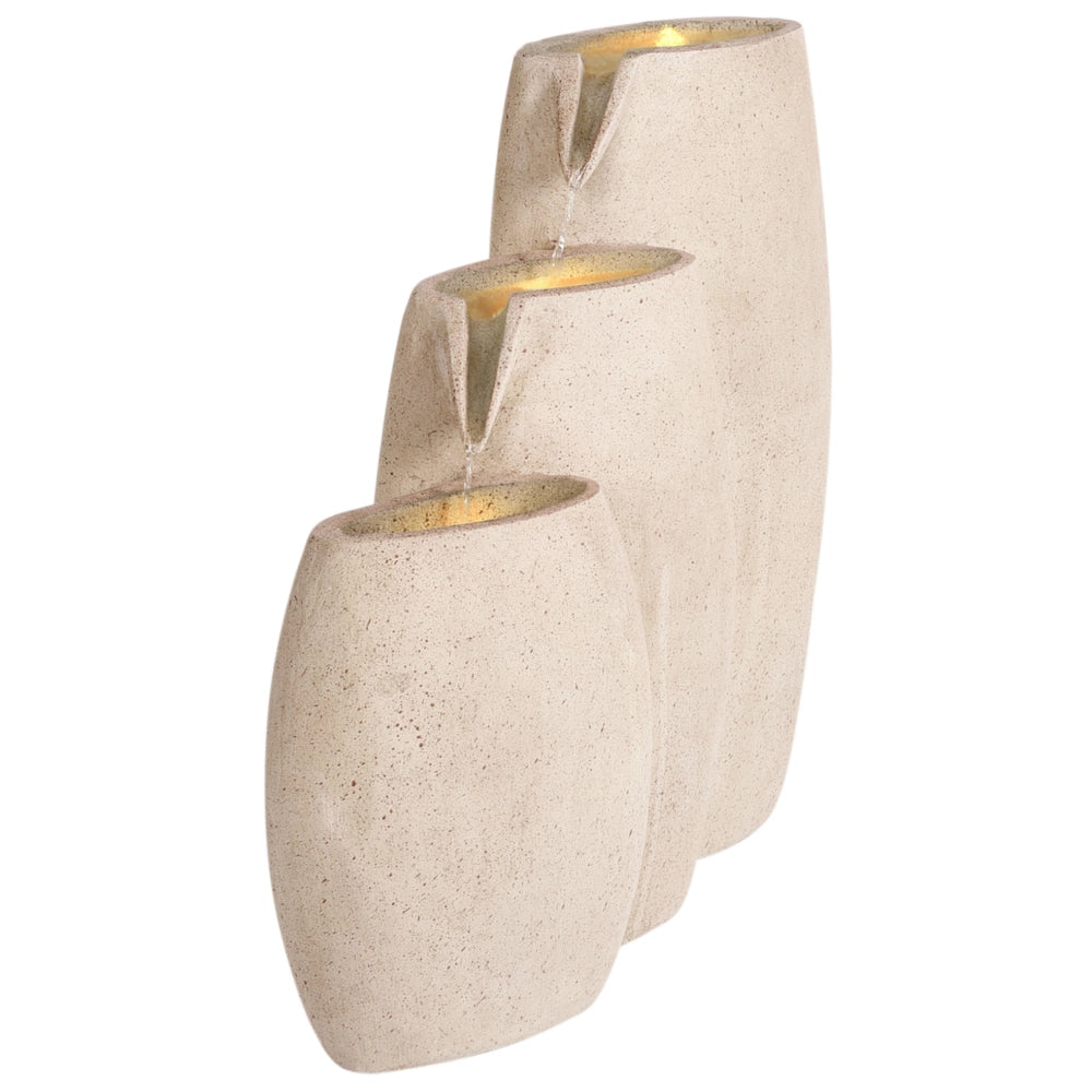 Fontana d'acqua da esterno in resina beige Luce da giardino LED inserita Design moderno