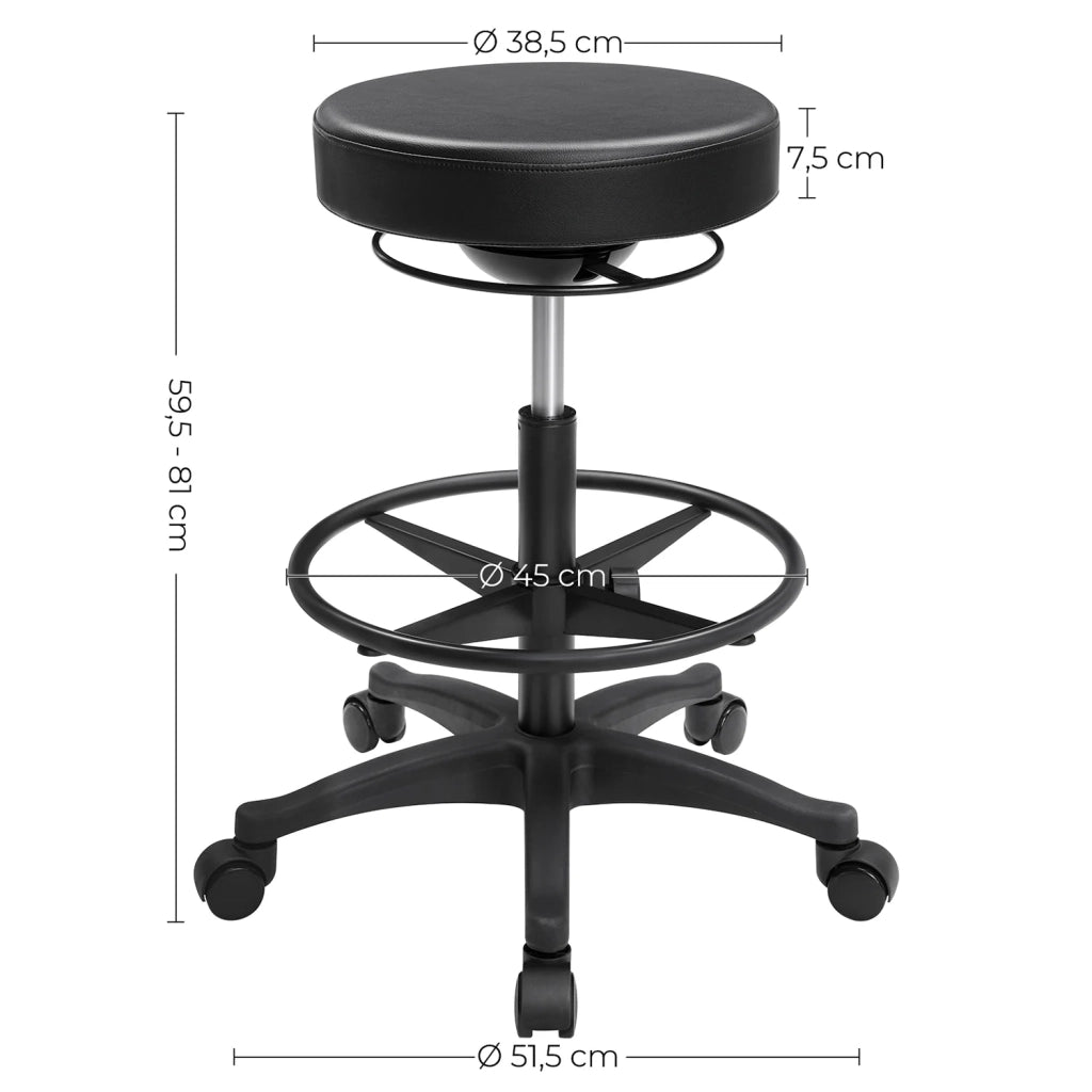 Sgabello da lavoro seduta alta sgabello ergonomico Dynastic sgabello da ufficio sit-stand girevole e regolabile 59,5-81 cm con poggiapiedi circolare regolabile nero 12_0007727