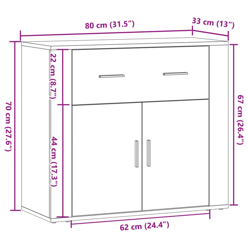 Buffet credenza cassettiera armadio mobile contenitore organizer cucina soggiorno salotto legno vecchio 80 x 33 x 70 cm legno ingegnerizzato marrone 02_0036612