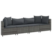 Set Divani da Giardino 4 pz | Set Salotto da Giardino con Cuscini in Polyrattan Grigio