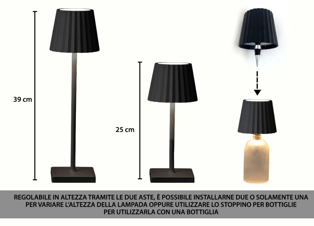 Lampada Led Da Tavolo Controllo Touch Ricaricabile Senza Fili Mod. Atmosphere - Lampada - Bianco