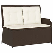 Panchina da Giardino | Panca da Giardino con cuscino Nero e Bianco Crema polyrattan