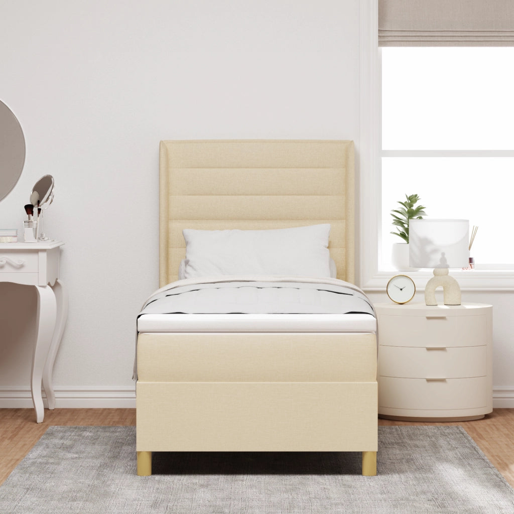 Letto a Molle  con Materasso Crema 90x190 cm Tessuto