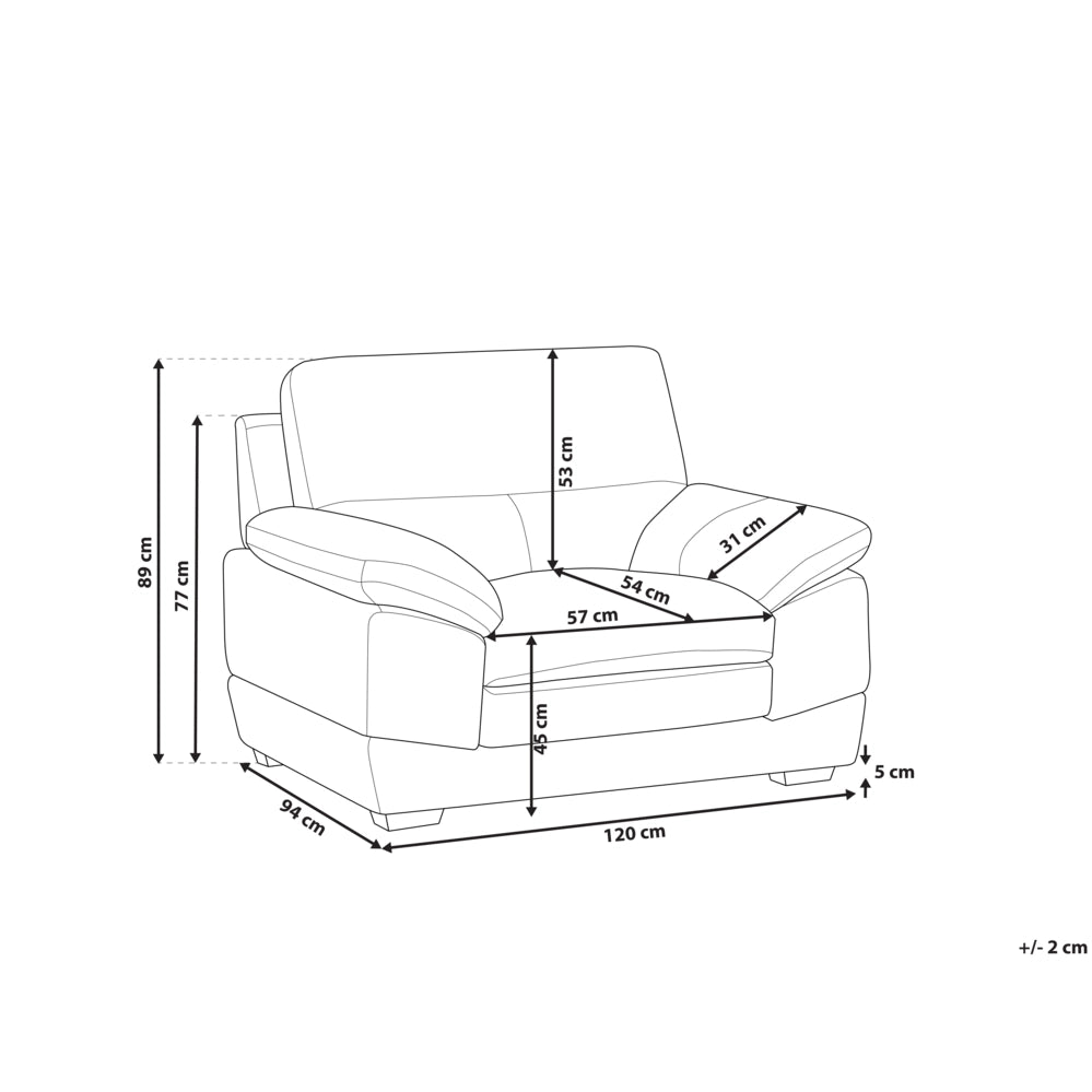 Poltrona in pelle marrone 85L x 115W x 89H cm Extra Seat Space Retro