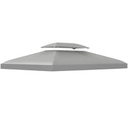 Copertura per Gazebo 4x3 m a 2 Livelli in Poliestere con Cinghie e 10 Fori di Drenaggio. Grigio