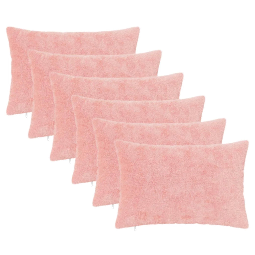 Federa 6 pz HEERLEN Rosa 30 x 50 cm Pelliccia di Coniglio Finta 907958