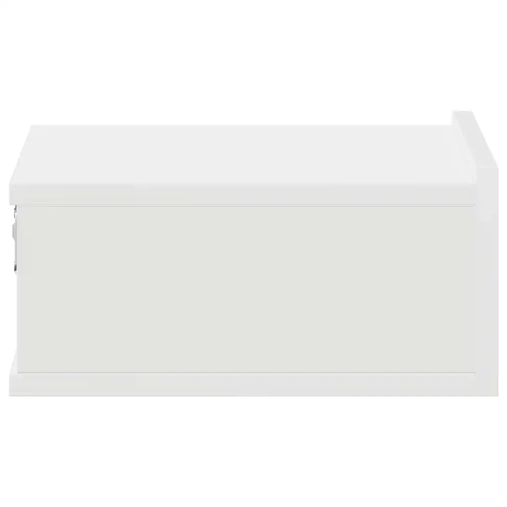Comodino Pensile Bianco 40x30x15 cm in Legno Multistrato 800306