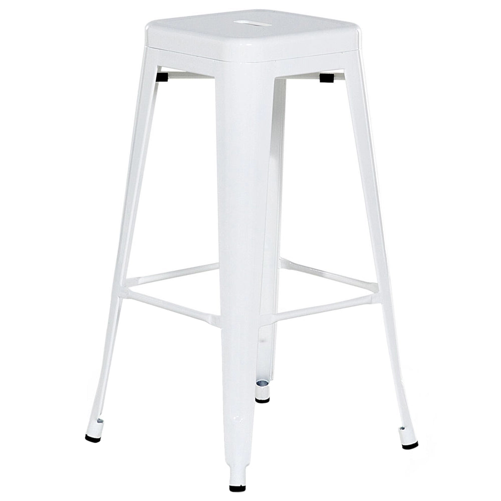 Set di 2 sgabelli da bar in Acciaio bianco 76 cm impilabili altezza bancone industriale