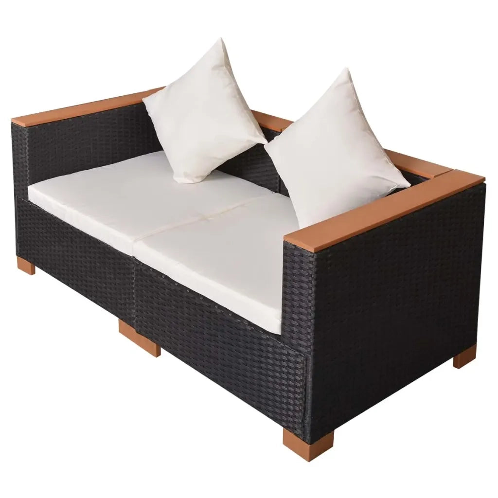 Divano da Giardino in Polyrattan Nero 42754