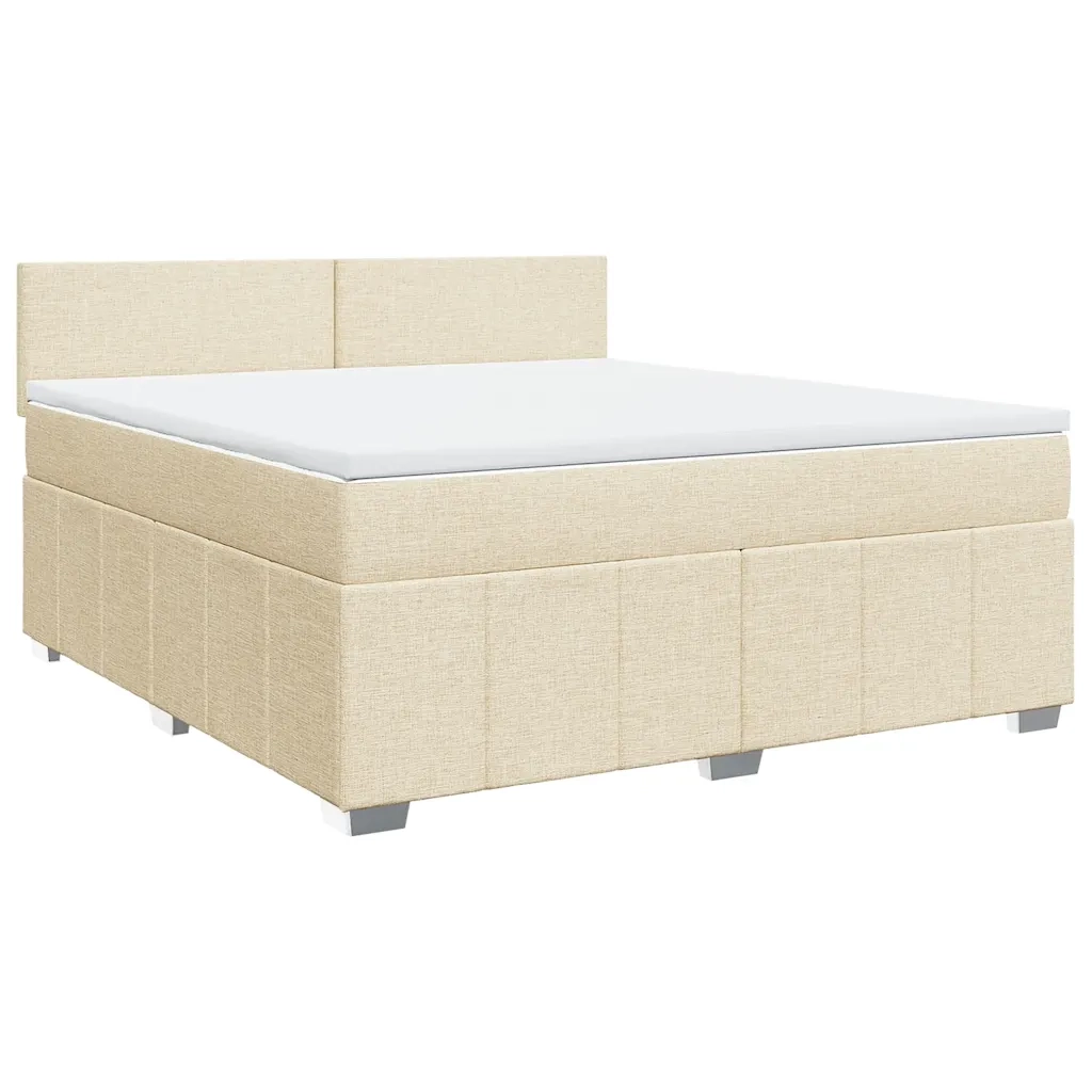 vidaXL Giroletto a Molle con Materasso Crema 180x200 cm in Tessuto