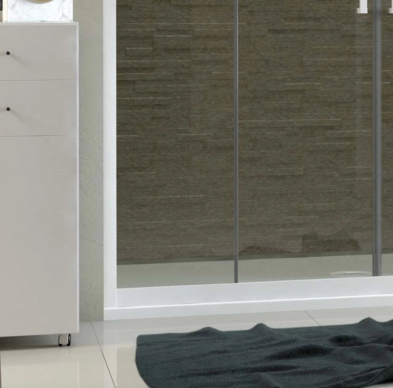 Porta box doccia scorrevole apertura centrale pvc bianco, cristallo 6mm h.190cm Forglas Trasparente 6mm,170/160 cm