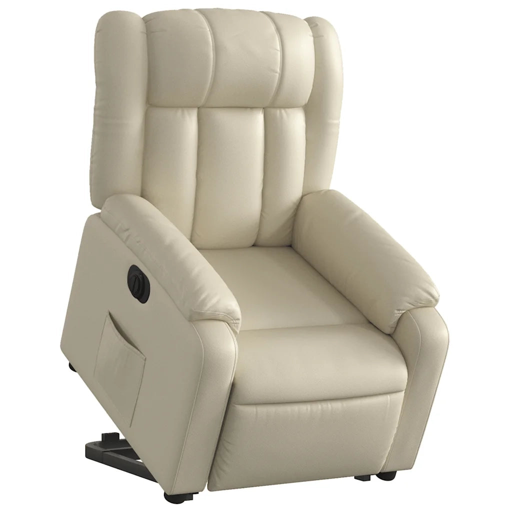 Poltrona Alzapersona Reclinabile Crema in Similpelle 3205279