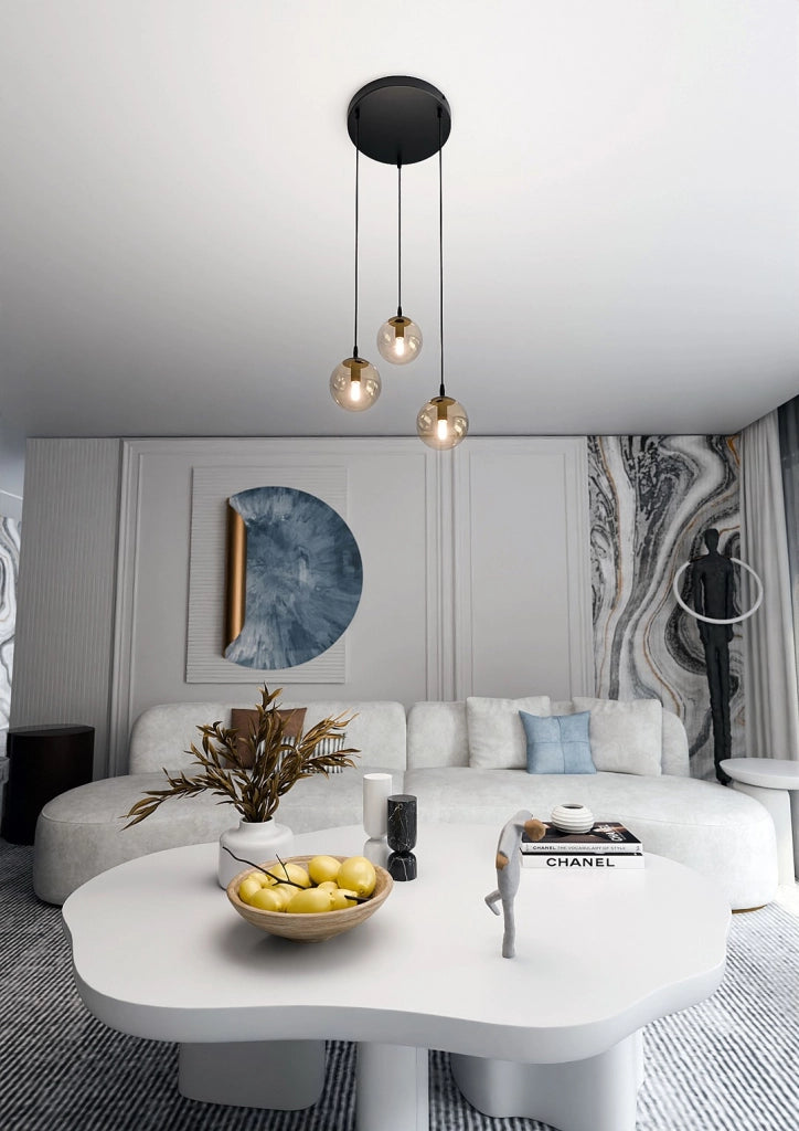 Lampadario Emibig COSMO 3 3xE14 nero miele vetro Premium