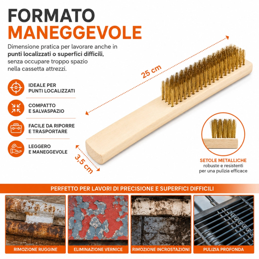 Set 2 Spazzole con Metalliche Manico Legno 25 cm 07055
