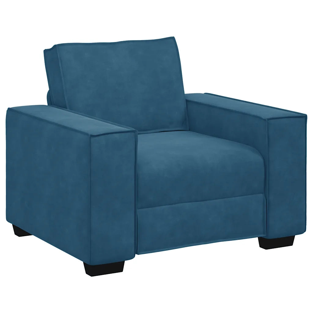 Set di Divani 3 pz con Cuscini Blu in Velluto 3324627